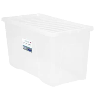 B&M Large Storage Box With Lid 110L - Clear