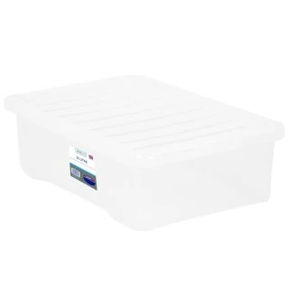 B&M Underbed Clear Storage Box With Lid 32L - Clear