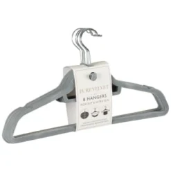 B&M Pure Velvet Hangers 8pk - Grey