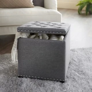 B&M Heritage Storage Ottoman - Grey - Image 2