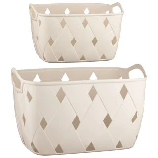 Diamond Embossed Cream Storage Basket - Medium - Image 2