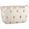 Diamond Embossed Cream Storage Basket - Large