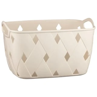 Diamond Embossed Cream Storage Basket - Medium