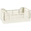 Midi Stacking Fold Flat Crate 30.6 X 20.5 X 12.6cm - Cream