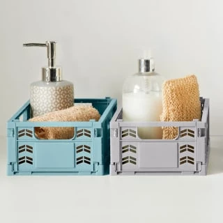 Mini Stacking Fold Flat Crate 22.2 X 15 X 8.7cm - Teal - Image 5
