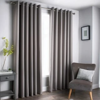B&M Oxford Grey Black Out Curtains With Eyelets 46 X 54"