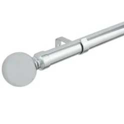 B&M Shiny Nickle Silver Orb Curtain Pole 70 - 120cm