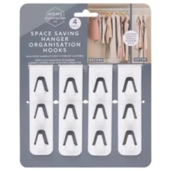 B&M Space Saving Hanger Organisation Hooks 4pk