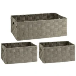 B&M Caen Set Of 3 Paper Rope Baskets - Grey